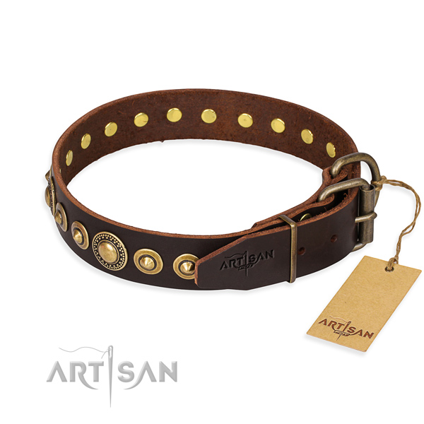 Best quality natural genuine leather dog collar handcrafted for daily walking