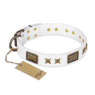 "Hour of Triumph" FDT Artisan White Leather Bullmastiff Collar "Hour of Triumph" FDT Artisan White Leather Bullmastiff Collar
