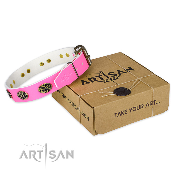 Durable decorations on dog collar for handy use