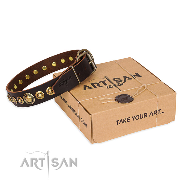 High quality leather dog collar made for easy wearing