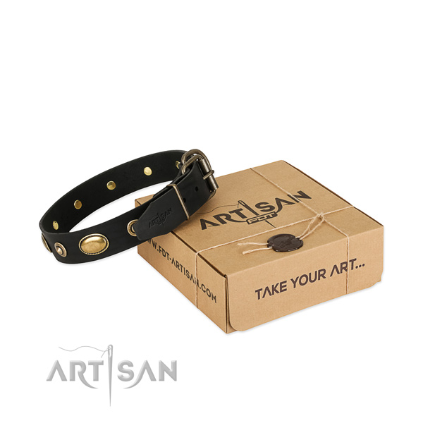 Reliable adornments on leather dog collar for your pet