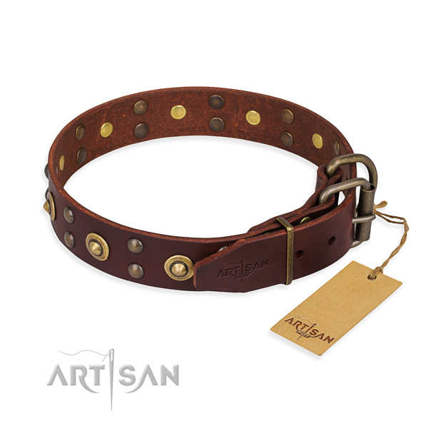 Rust-proof fittings on leather collar for your lovely dog