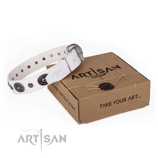Soft genuine leather dog collar crafted for daily use