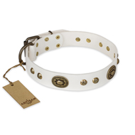 "Adorable Dream" FDT Artisan White Leather Bullmastiff Collar "Adorable Dream" FDT Artisan White Leather Bullmastiff Collar
