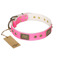 "Frenzy Candy" FDT Artisan Decorated Pink Leather Bullmastiff Collar "Frenzy Candy" FDT Artisan Decorated Pink Leather Bullmastiff Collar