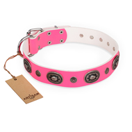 "Flavor of Strawberry" FDT Artisan Flashy Pink Leather Bullmastiff Collar "Flavor of Strawberry" FDT Artisan Flashy Pink Leather Bullmastiff Collar