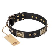 "Jewel Passion" FDT Artisan Fashionable Black Leather Bullmastiff Collar "Jewel Passion" FDT Artisan Fashionable Black Leather Bullmastiff Collar