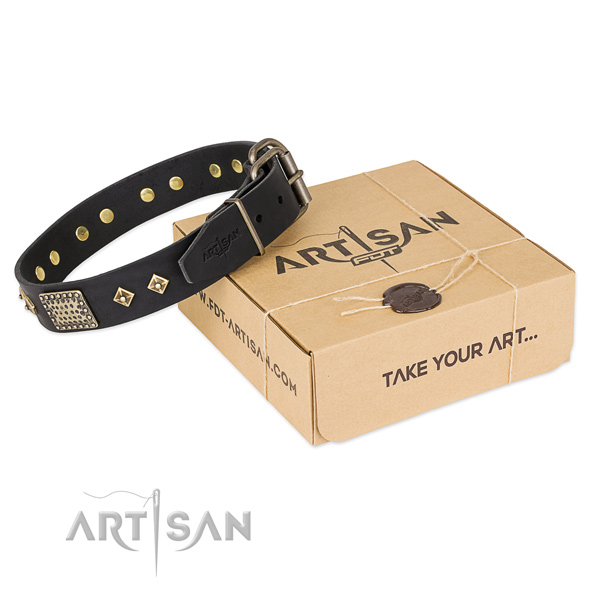 Easy wearing genuine leather collar for your beautiful pet