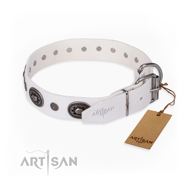 Quality leather dog collar created for easy wearing