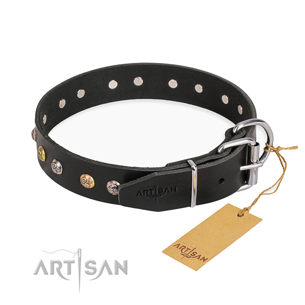 Flexible full grain natural leather dog collar made for daily use
