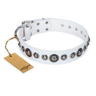 "Ice Age" FDT Artisan White Studded Leather Bullmastiff Collar "Ice Age" FDT Artisan White Studded Leather Bullmastiff Collar