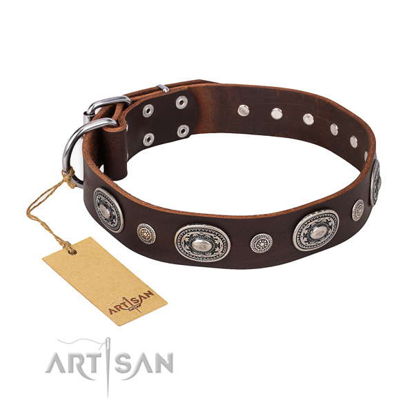 Reliable full grain leather collar created for your doggie