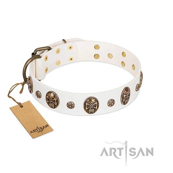 Stylish design full grain natural leather collar for your dog