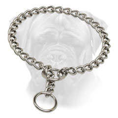 Choke Bullmastiff Collar Chrome Plated O Ring