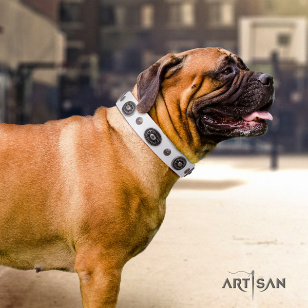 Bullmastiff daily use dog collar of fine quality leather