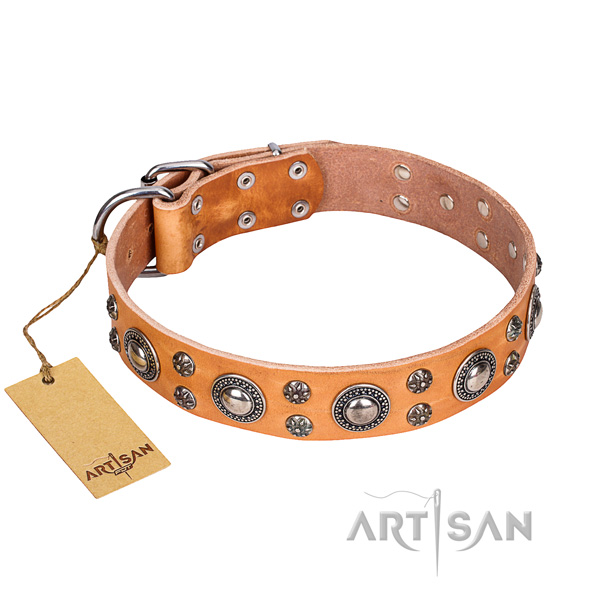 Inimitable leather dog collar for handy use