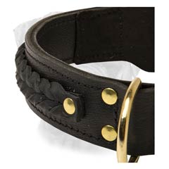 Bullmastiff Leather Hand Braided Stitched Dog Collar