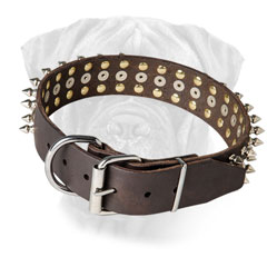 Leather Collar Nickel Plated Buckle for Bullmastiff