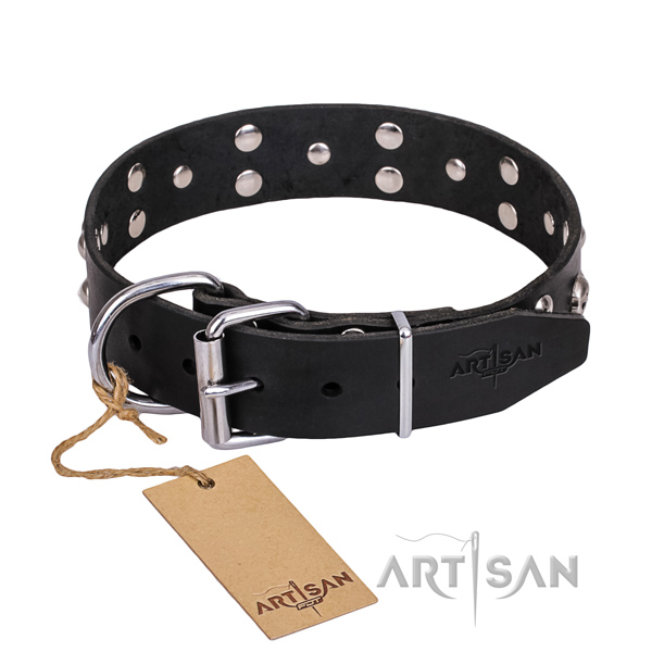 Leather dog collar with polished edges for convenient daily wearing