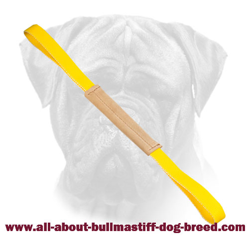 Leather Bullmastiff Bite Tug with Two Handles for Training