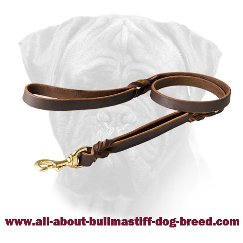 Leather Bullmastiff Leash With Additional Handle