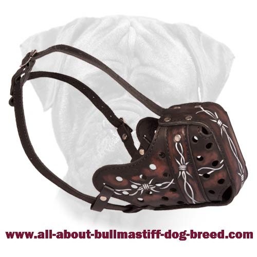 Leather Bullmastiff Muzzle for Daily Walking and Obedient Training