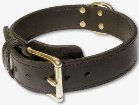 Leather Working Dog Collar for BULLMASTIFF - 2 ply leather collar