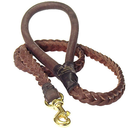 Slot Braided Leather Leash for BullMastiff