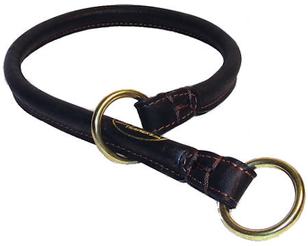 Special Tubular Leather Dog Collar in Black for Bullmastiff