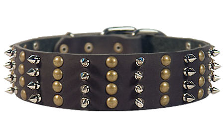 Bullmastiff Spike Studded Leather Studs collar 2 2/5 inch (60 mm) wide