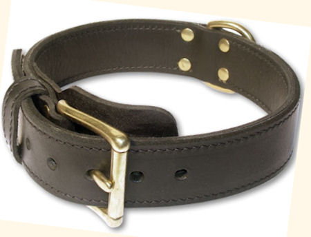 Tac-Black Leather Agitation Collars for Bullmastiff training