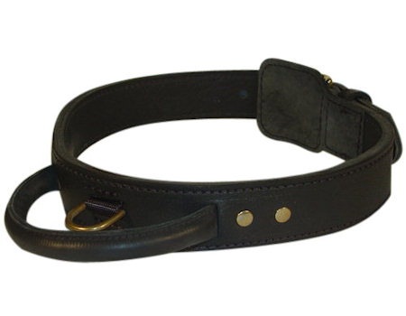 Leather Agitation Collars with Handle for Bullmastiff training