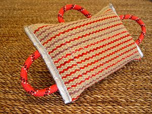 Dog bite pad made of jute with 3 handles - Click Image to Close