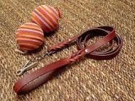 Handcrafted leather dog leash with quick release snap hook Handcrafted leather dog leash with quick release snap hook