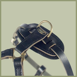 Tac-Black Leather Padded Tracking Harness for Bullmastiff